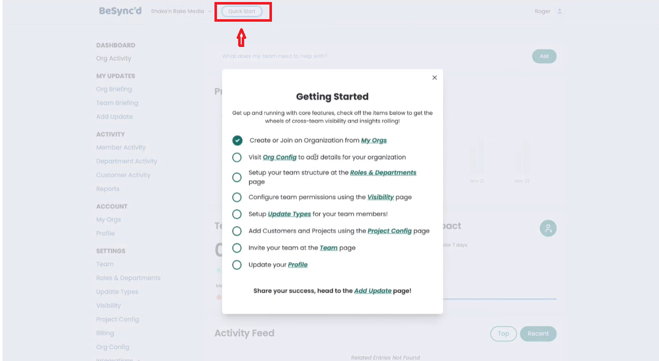 How to access the quick start guide