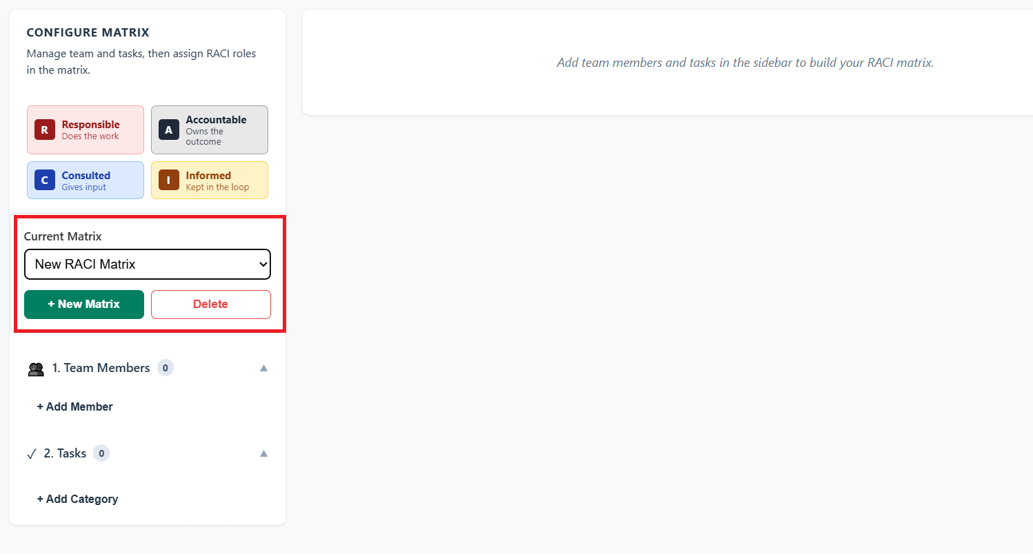 How to create a project on the free RACI matrix template.
