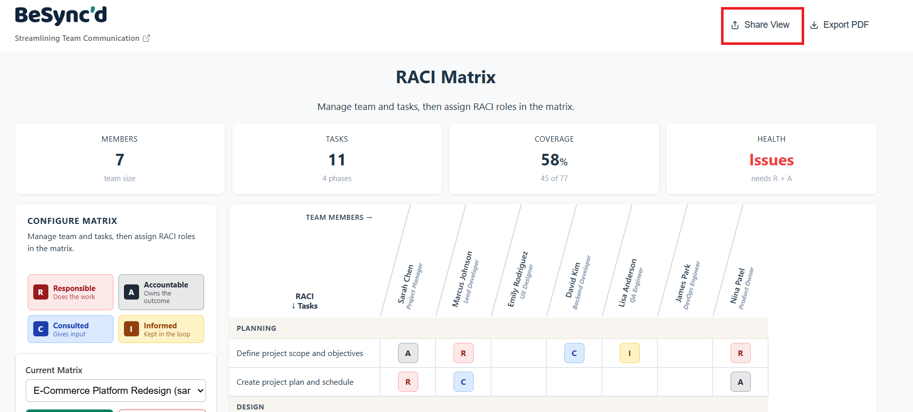 How to share the RACI matrix with team members and other stakeholders.