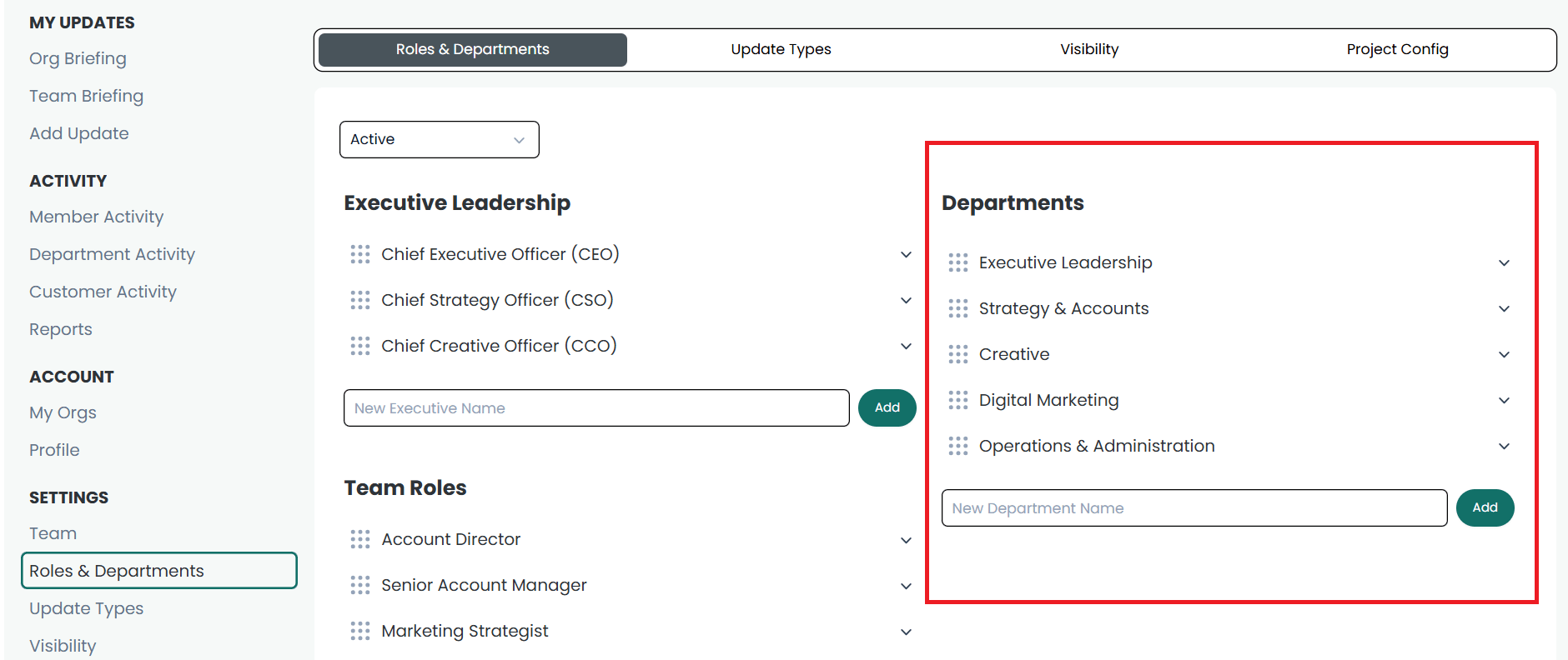 how to add departments
