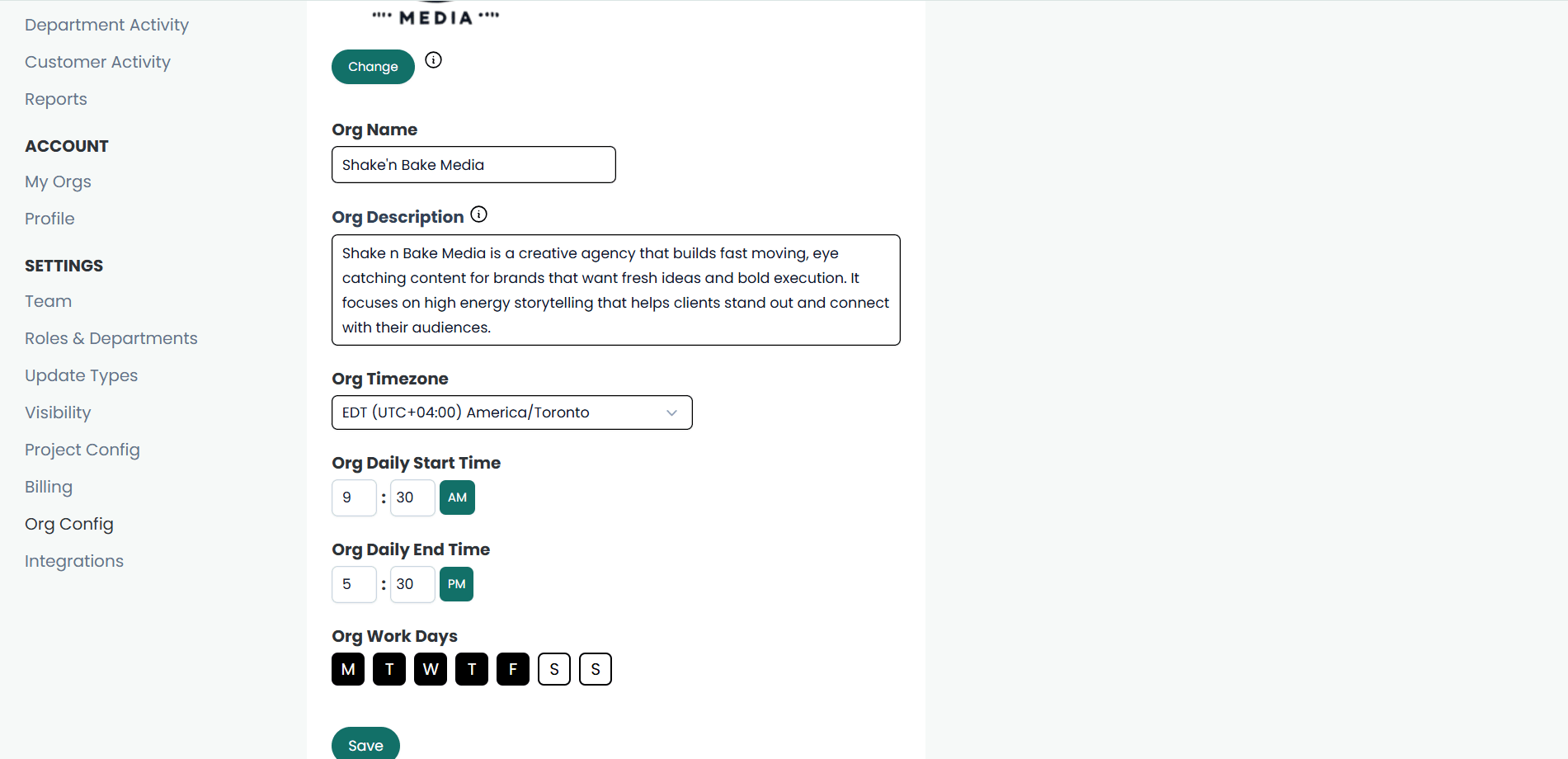 Configure organization settings