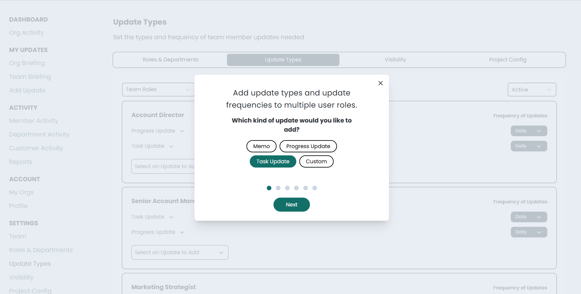 How to configure your first update type